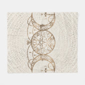 トリプルムーン-トリプル女神パステル金ゴールド フリースブランケット (正面(横))