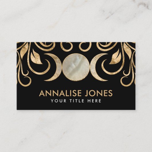  トリプルムーン – トリプル女神パールと金ゴールド 名刺 (正面)