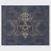 トリプルムーン – トリプル女神金ゴールドとプルプル ラッピングペーパー (フラット)