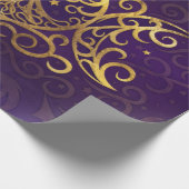 トリプルムーン – トリプル女神金ゴールドと紫 ラッピングペーパー (角)