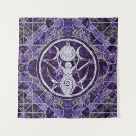 トリプルムーン-女神-アメジストとシルバー タペストリー