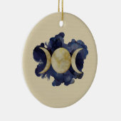 トリプルムーン – 水彩 セラミックオーナメント (右)