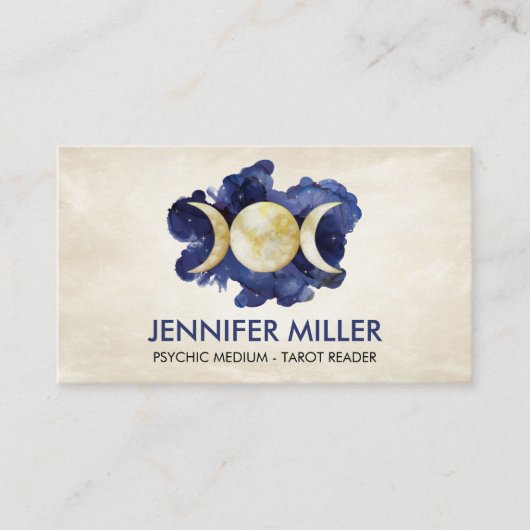 トリプルムーン – 水彩 名刺 (正面)