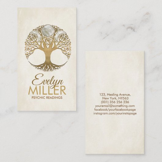 トリプルムーン – 生命の木のオーナメント 名刺 (正面/裏面)