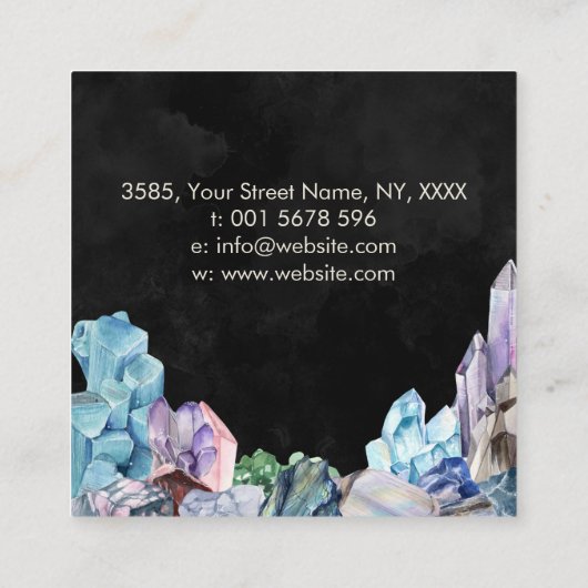 トリプルムーン – 癒しの結晶ウォーターカラースクエア スクエア名刺 (裏面)