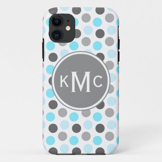 トリプルモノグラムブルーグレードット Case-Mate iPhoneケース (裏面)
