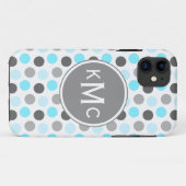 トリプルモノグラムブルーグレードット Case-Mate iPhoneケース (裏面(横))