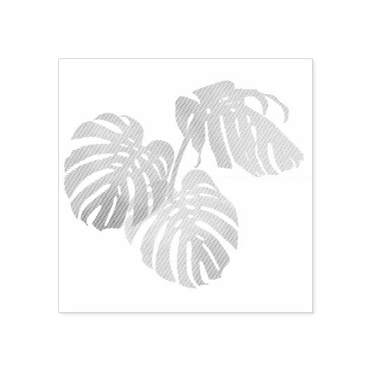 トリプルモンステラ切手 ラバースタンプ (インプリント)