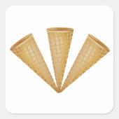 トリプルワッフルアイスクリームコーンサマーデザート スクエアシール (正面)