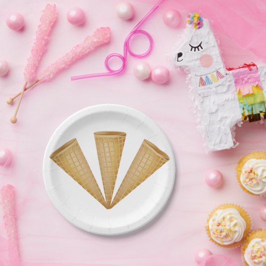 トリプルワッフルアイスクリームコーンサマーデザート ペーパープレート (パーティー)