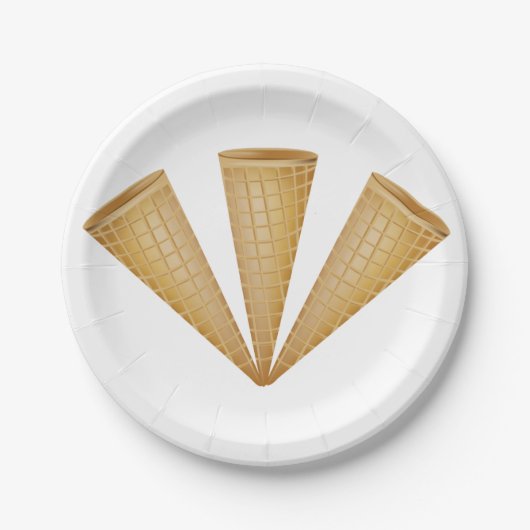 トリプルワッフルアイスクリームコーンサマーデザート ペーパープレート (正面)