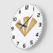 トリプルワッフルアイスクリームコーンサマーデザート ラージ壁時計 (傾斜)