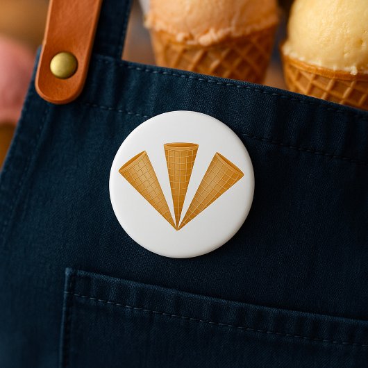 トリプルワッフルアイスクリームコーンサマーデザート 缶バッジ