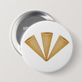 トリプルワッフルアイスクリームコーンサマーデザート 缶バッジ (正面&裏面)