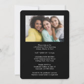 トリプル卒業写真コラージュ白黒ジョイント 案内状 (裏面)