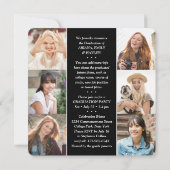 トリプル卒業写真コラージュ白黒ジョイント 案内状 (裏面)