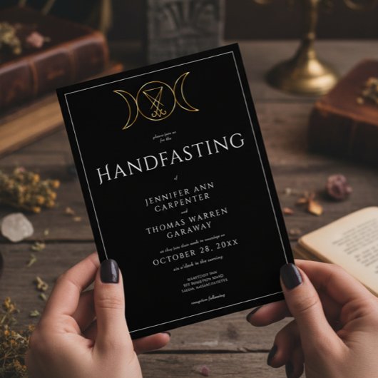 トリプル女神ウィッカ信者ムーンブラックハンドファースト2辺 招待状