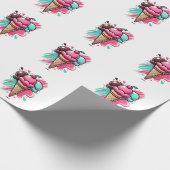 トリプル鮮やかスコップアイスクリームアート – おもしろいデザートD ラッピングペーパー (角)