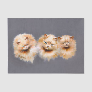トリプル フラッフィー キャッツ ビンテージ フェリーニアート デクパージュ 薄葉紙