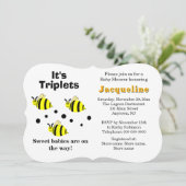 トリプレットイエロービーベビーラトルズベビーシャワー 招待状 (スタンド正面)