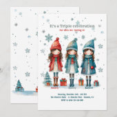 トリプレットガールズクリスマスバースデーパーティー 招待状 (正面/裏面)