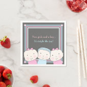 トリプレットガールボーイピンクブルーベビージョイナプキン スタンダードカクテルナプキン (インサイチュ)