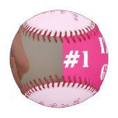 トリプレットガール誕生統計ピンクあなたの写真を挿入 野球ボール (裏面)