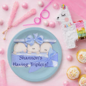 トリプレットブルーボーイベビーシャワーパーティー紙プレート ペーパープレート (パーティー)