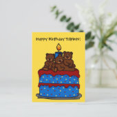 トリプレットベアお誕生日ケーキはがき ポストカード (スタンド正面)