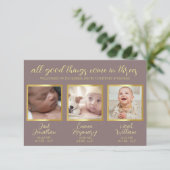 トリプレットベビーの誕生発表ウェルカムカード サンキューカード (スタンド正面)