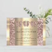 トリプレットベビーシャワー足バラグリッターボーイガール 招待状 (スタンド正面)