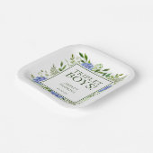 トリプレットボーイズブルーアジサイ赤ちゃんシャワー ペーパープレート (傾斜あり)