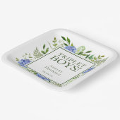 トリプレットボーイズブルーアジサイ赤ちゃんシャワー ペーパープレート (傾斜あり)