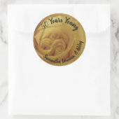 トリプレット誕生日イエローローズマイルストンお祝い ラウンドシール (バッグ)