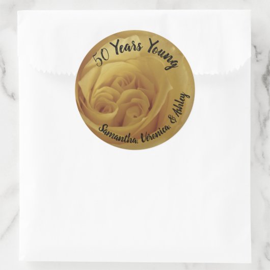 トリプレット誕生日イエローローズマイルストンお祝い ラウンドシール (バッグ)