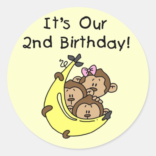 トリプレット2nd - 2人の男の子/1人の女の子Tシャツ ラウンドシール (正面)