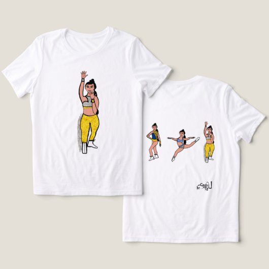 トリポーズダンサーブルー金ゴールドシルバー#2 トライブレンドＴシャツ (デザイン正面&裏面)