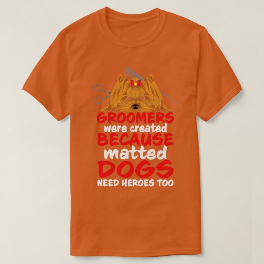 トリマーも熟成された犬のヒーロー Tシャツ (デザイン正面)