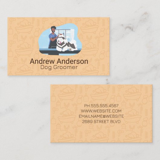 トリマー入浴犬 名刺 (正面/裏面)
