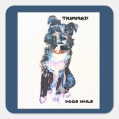 トリミングされた犬の爪、 ネイルクラシックラウンドスティッカー スクエアシール (正面)