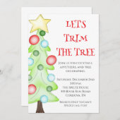 トリミングザツリークリスマスパーティの招待状 招待状 (正面/裏面)