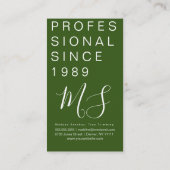 トリミング造園パはっきりしたインツリー（黒） 名刺 (裏面)