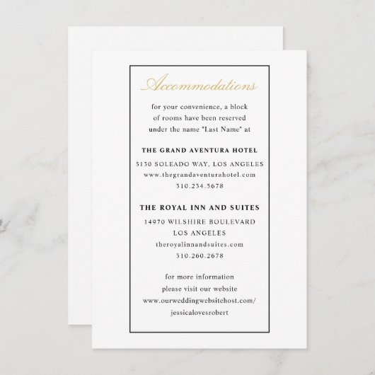 トリムするカスタム結婚式の宿泊施設カード 招待状 (正面/裏面)