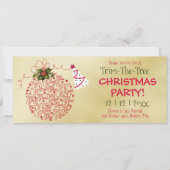 トリム・ザ・ツリー、赤、金ゴールド・クリスマス・パーティー 招待状 (正面)