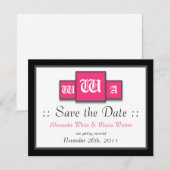 トリモノグラムフューシャ モダンウェディング Save the Dates 招待状 (正面/裏面)