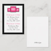 トリモノグラム明るい赤紫色モダンゲストリファレンスカード エンクロージャーカード (正面/裏面)