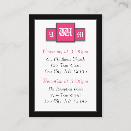 トリモノグラム明るい赤紫色モダンゲストリファレンスカード エンクロージャーカード (正面)