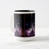 トリリアフラクタルアート美しいポートレート ツートーンマグカップ (正面左)