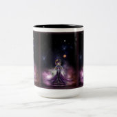 トリリアフラクタルアート美しいポートレート ツートーンマグカップ (中央)