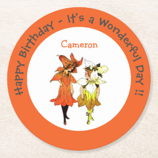 トリリウムタイガーリリーお洒落花パーティー供給 ラウンドペーパーコースター